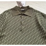 Dior's latest army green knitted jacquard Polo with absolute texture