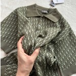 Dior's latest army green knitted jacquard Polo with absolute texture