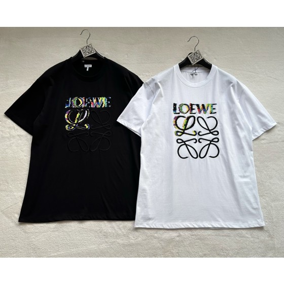 LOEWe...New Symphony Color Printing Embroidery Round Neck Short Sleeves