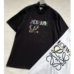 LOEWe...New Symphony Color Printing Embroidery Round Neck Short Sleeves