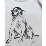 Dior sketch dog print round neck short sleeves