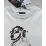 Dior sketch dog print round neck short sleeves