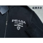 Prada spring and summer latest woolen knitted zipper sweater cardigan jacket