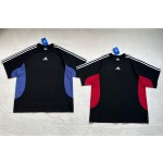 Balenciaga's new red and blue stitching sports three bars embroidery T-shirt