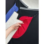 Balenciaga's new red and blue stitching sports three bars embroidery T-shirt