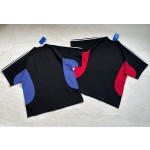 Balenciaga's new red and blue stitching sports three bars embroidery T-shirt