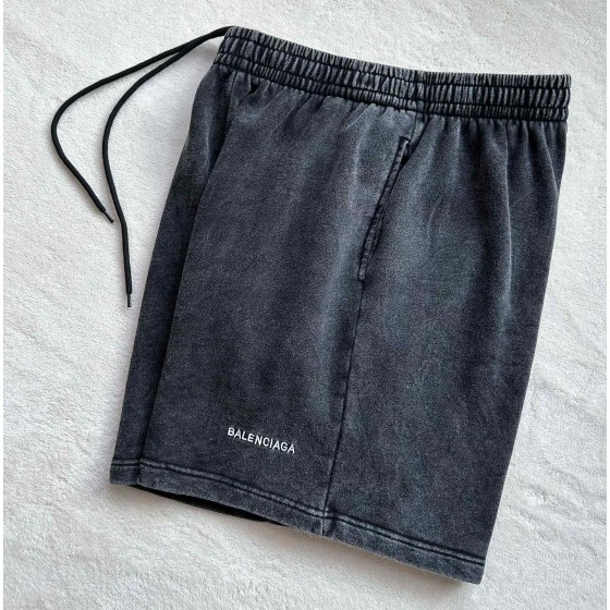 Balenciaga heavy industry wash ink black ➕ white embroidery sports shorts