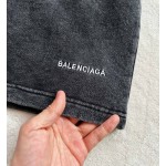 Balenciaga heavy industry wash ink black ➕ white embroidery sports shorts