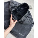Balenciaga heavy industry wash ink black ➕ white embroidery sports shorts