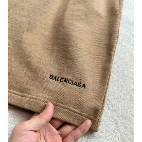Balenciaga super western khaki embroidered track shorts
