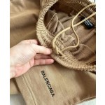 Balenciaga super western khaki embroidered track shorts