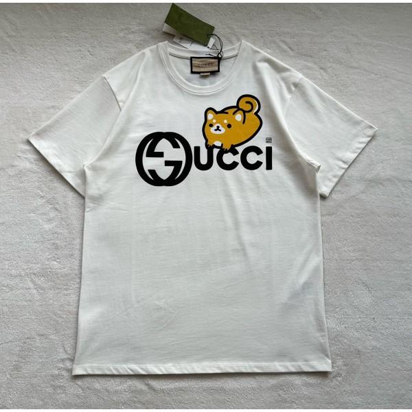 Gucci Shiba Inu Print Round Neck Short Sleeves
