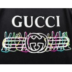 Gucci's latest iconic GG horizontal stripe colorful phantom rabbit current letter T-shirt