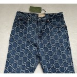 Gucci heavy industry wash water GG barrage jacquard denim trousers