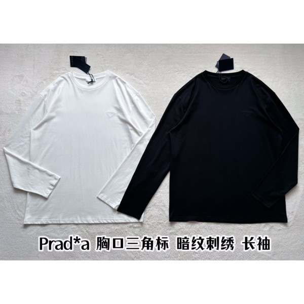 Prada new dark pattern triangle logo embroidery long sleeves