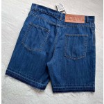 Loewe leather denim shorts