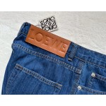 Loewe leather denim shorts