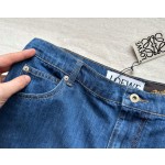 Loewe leather denim shorts