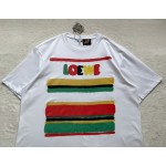Loewe Color Stripe Print Round Neck Short Sleeves