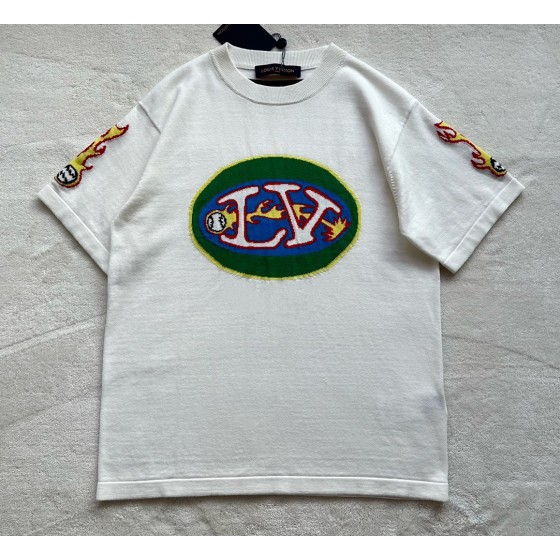 Louis Vuitton Flame Wool Contrast Color Short Sleeves