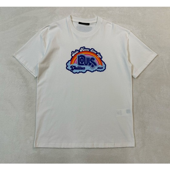 Louis Vuitton's latest rainbow cloud ☁️ contrast color letter T-shirt