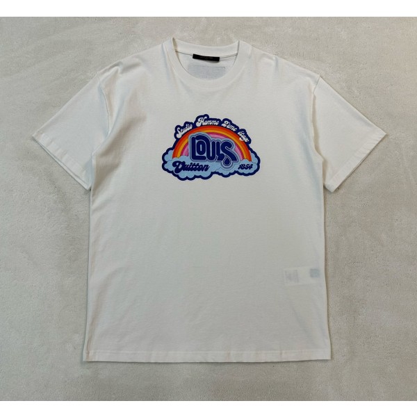 Louis Vuitton's latest rainbow cloud ☁️ contrast color letter T-shirt