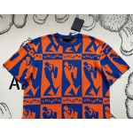 Louis Vuitton blue orange contrast color jazz wool knitted short-sleeved T