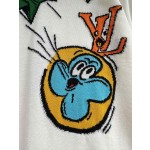 Louis Vuitton Contrasting Color Aircraft Jacquard Round Neck Knit Short Sleeves