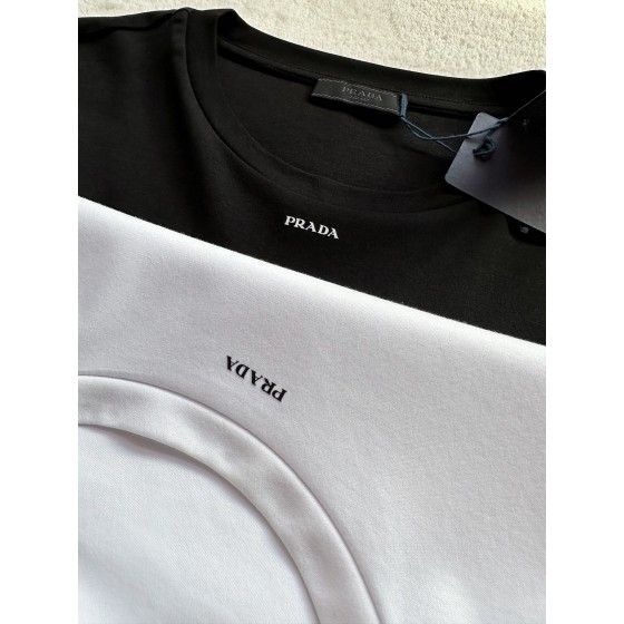 Prada Small Letters Print Round Neck Short Sleeves