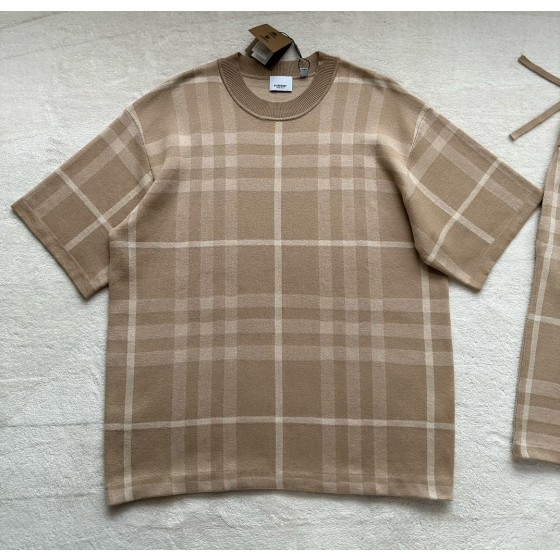 Burberry spring and summer latest classic check sheep wool blend sweater suit shorts