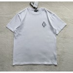 Dior CD geometric diamond embroidery    white short-sleeved T