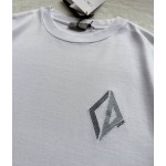 Dior CD geometric diamond embroidery    white short-sleeved T