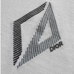 Dior CD geometric diamond embroidery    white short-sleeved T
