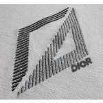 Dior CD geometric diamond embroidery    white short-sleeved T