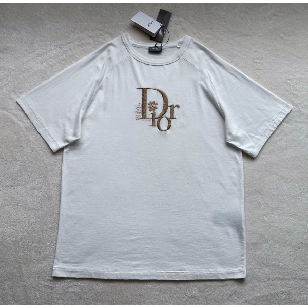 Dior early spring latest heavy industry gold and silver embroidery short sleeves
