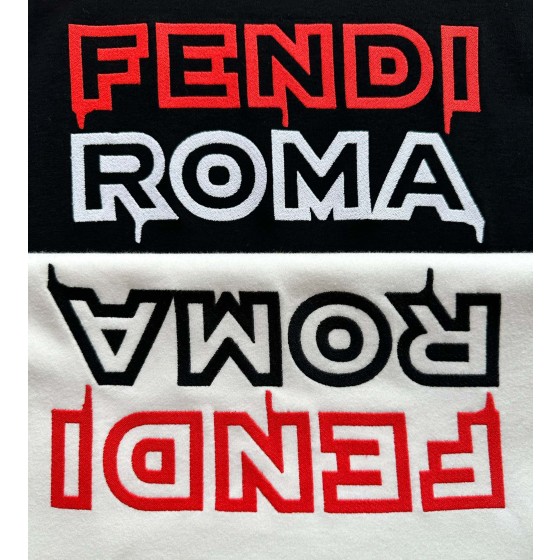 Fendi New Big Embroidered Slogan Short Sleeves