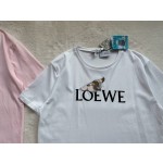 LOEWe Yinyin dog large letter short sleeve 👍white, pink