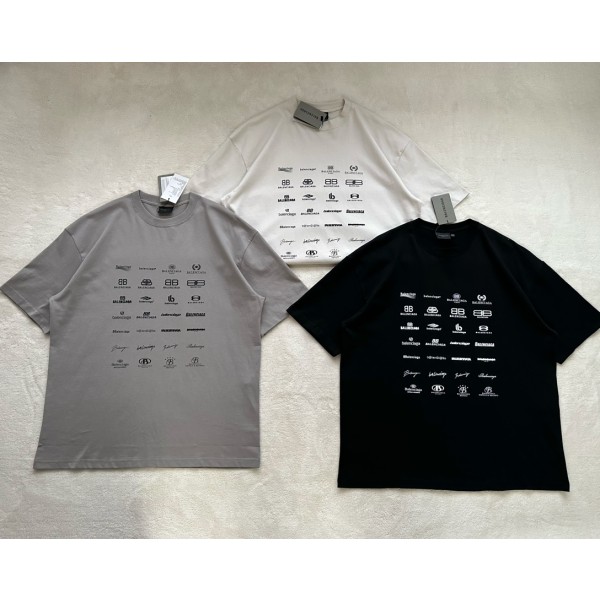 Balenciaga New Printed Logo Full Standard Short Sleeves