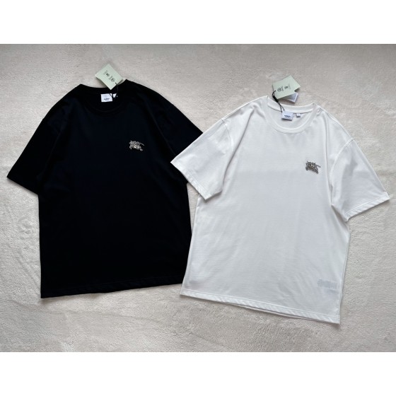 Burberry heavy industry hand-stitched Austrian drill equestrian knight T-shirt