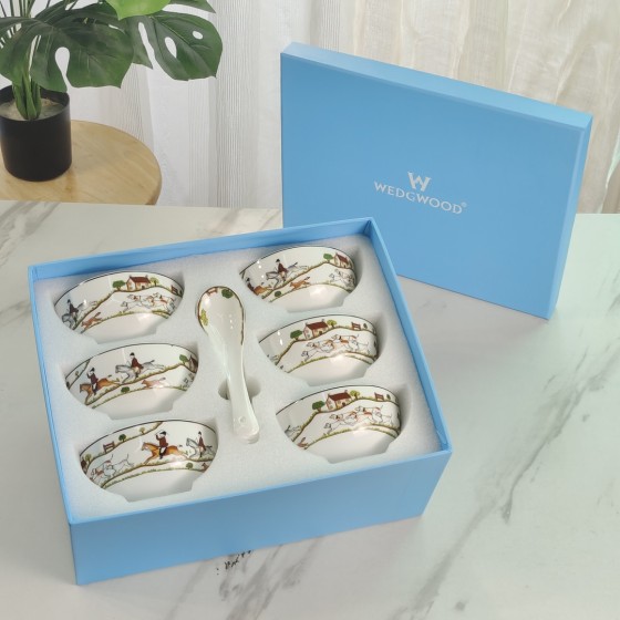 Hunting 6 bowls 6 spoons gift box