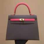 Kelly25cm gold epsom leather tinware gray lipstick powder