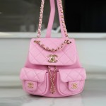 𝗖𝗛𝗔𝗡𝗘𝗟 23P New Duma Double Shoulder Cowhide Mini Pink